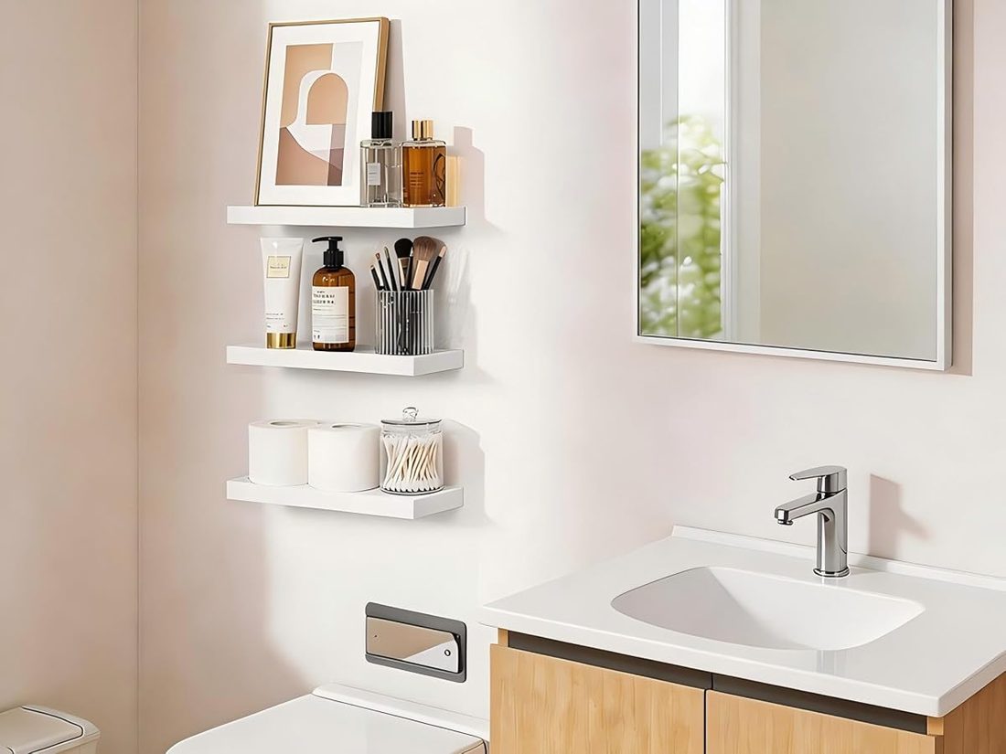 BAYKA White Floating Shelves 15.7 in, Set of 3, Wall Mounted — listing image 2