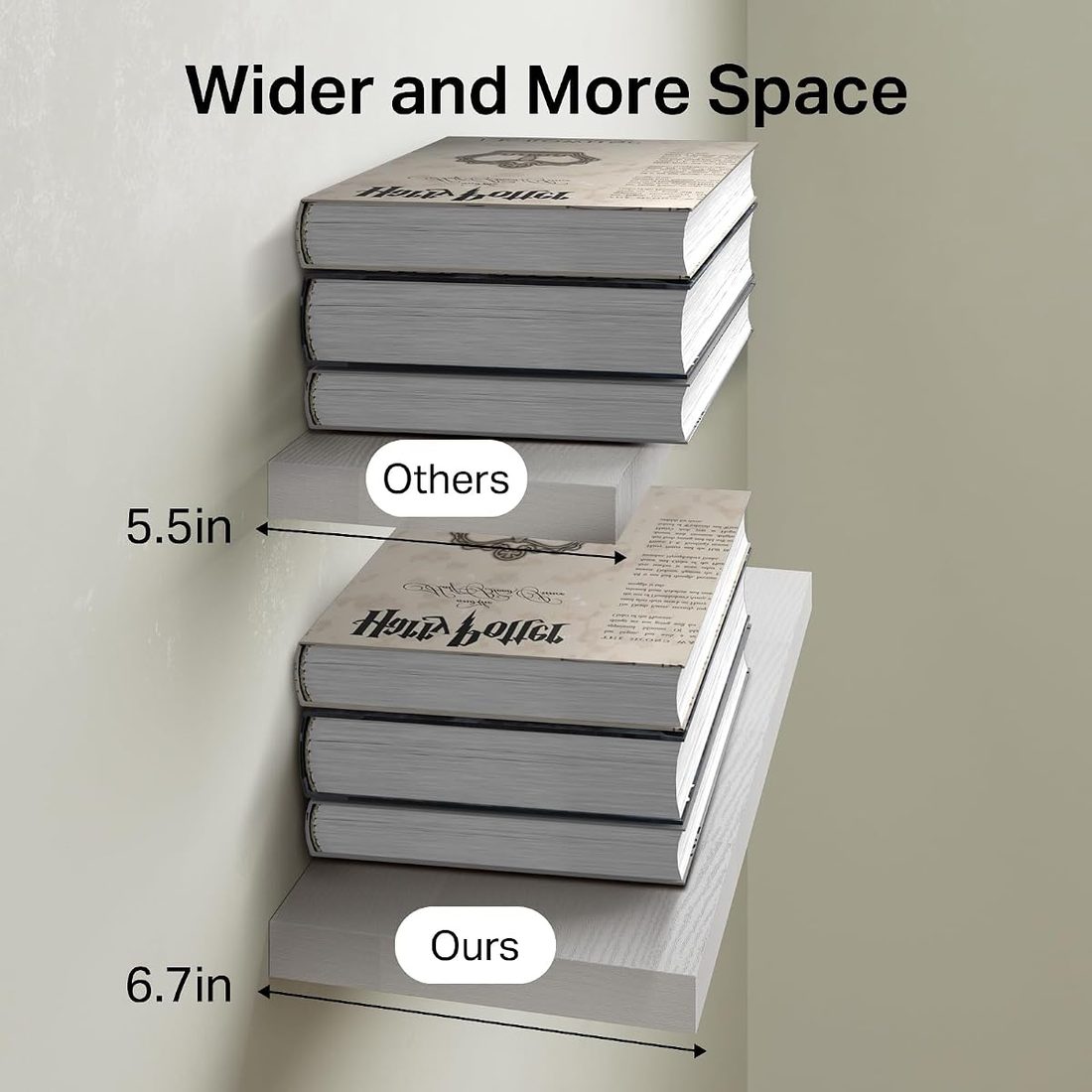 BAYKA White Floating Shelves 15.7 in, Set of 3, Wall Mounted — listing image 3