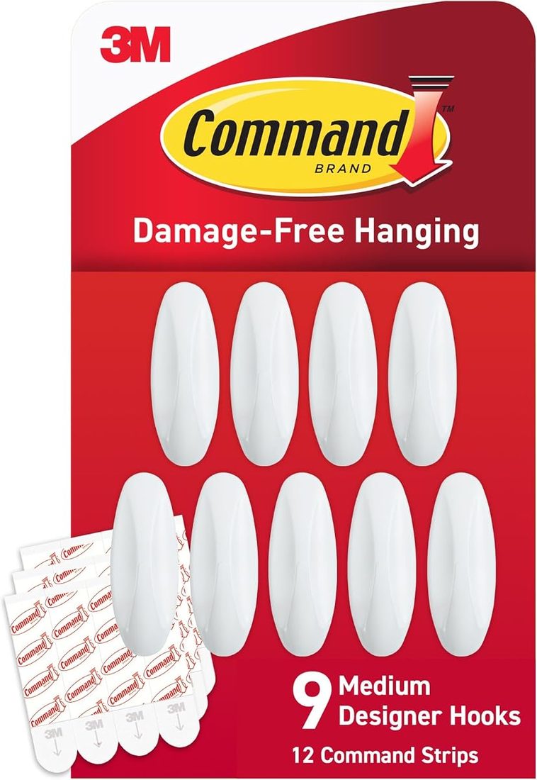 Command Medium Designer Hooks, 9 Hooks, 12 Strips — product image from the Amazon listing