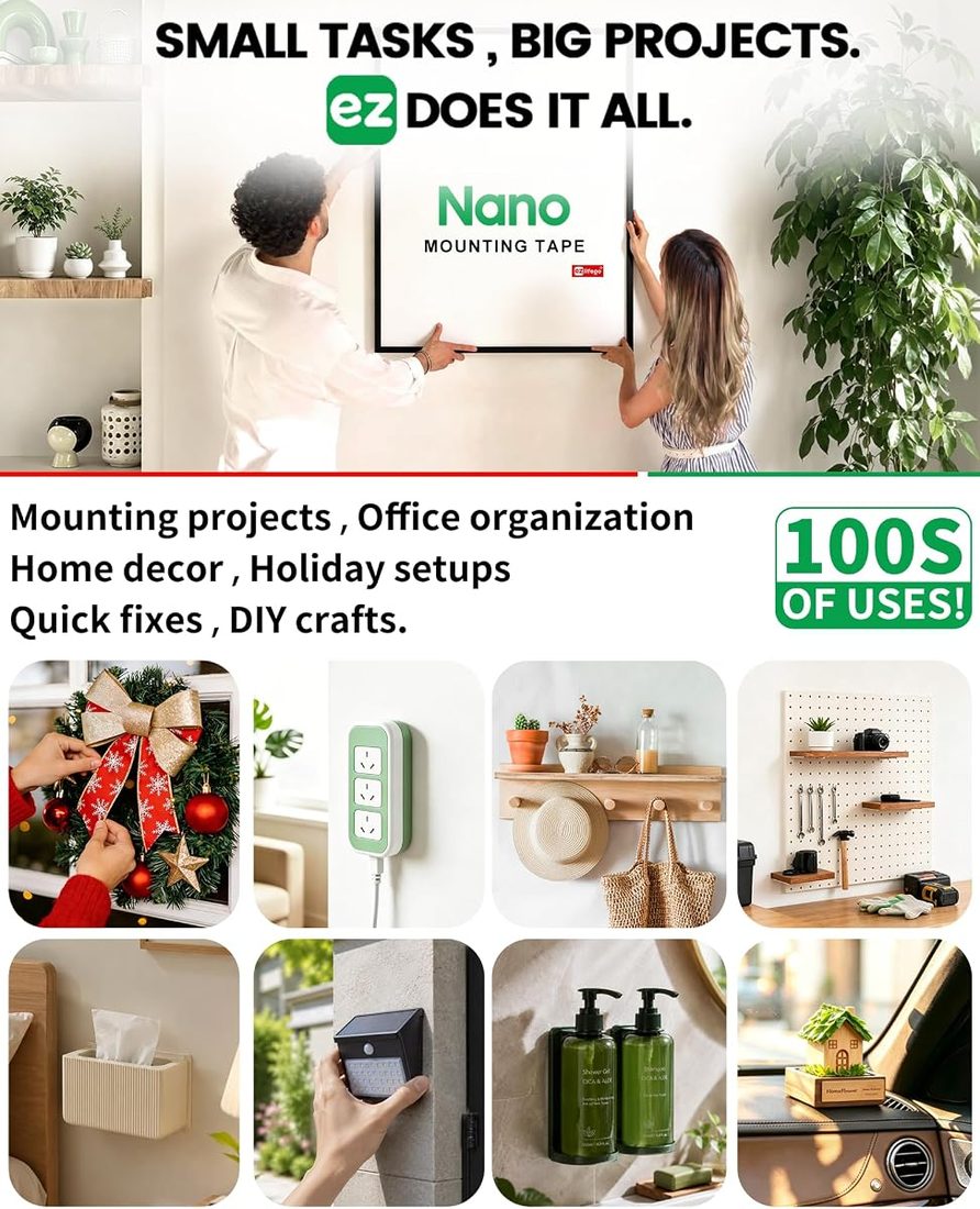 EZlifego Heavy Duty Nano Double Sided Mounting Tape, 9.85 FT, Clear — listing image 3