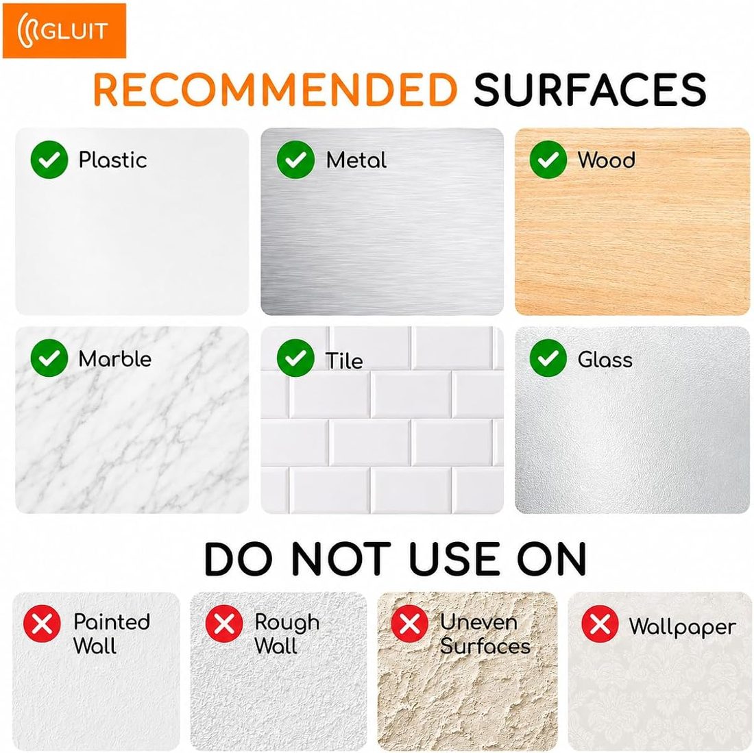 GLUIT Adhesive Wall Hooks for Hanging, 22 lbs, 12 pcs, Clear — listing image 4