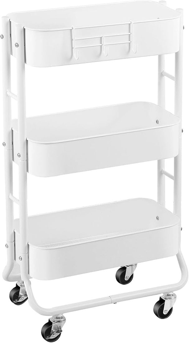 MAX Houser slim three-tier rolling cart in white