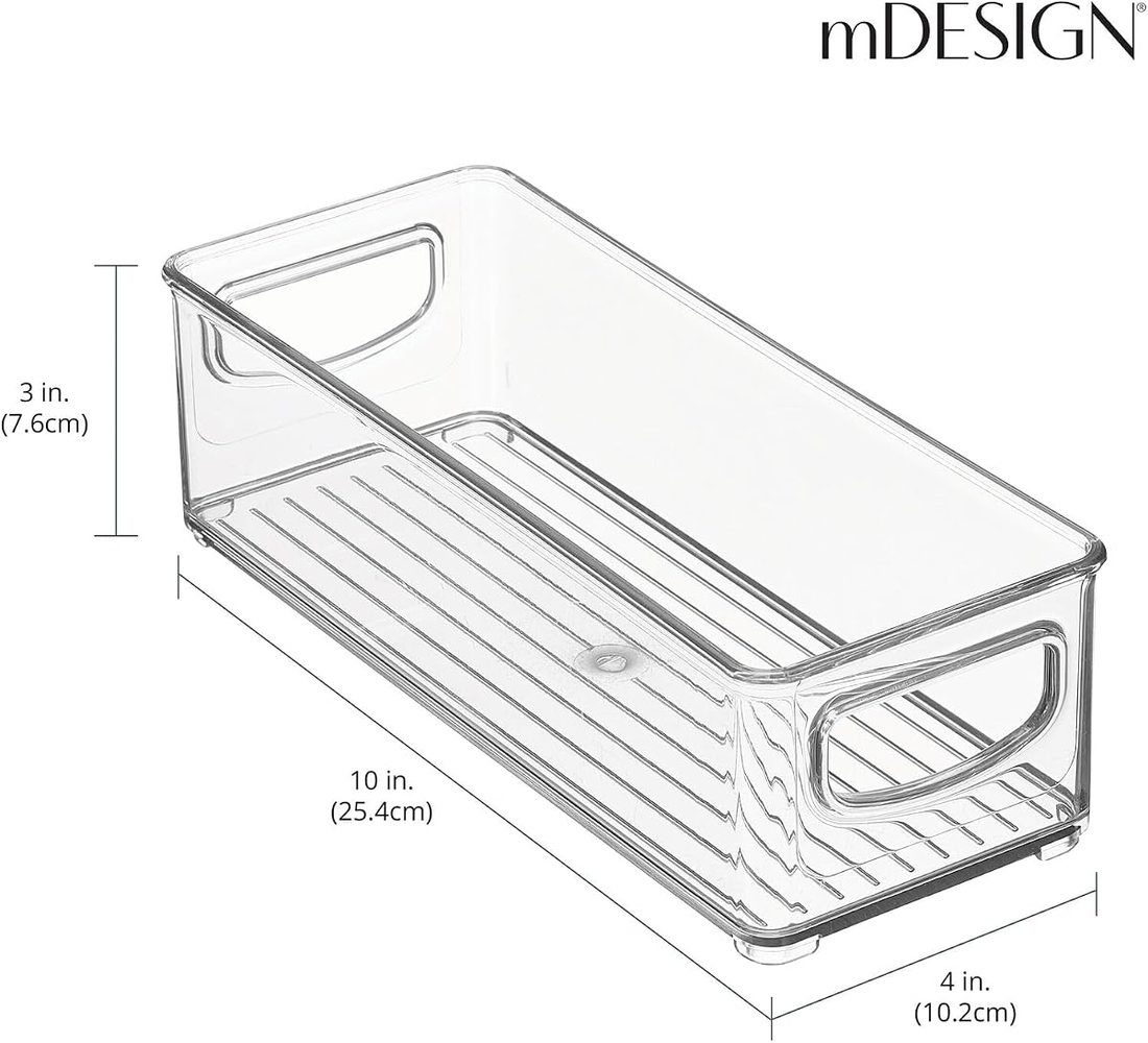 mDesign Plastic Stackable Small Organizing Bins with Handles, Clear, 6 Pack — listing image 4