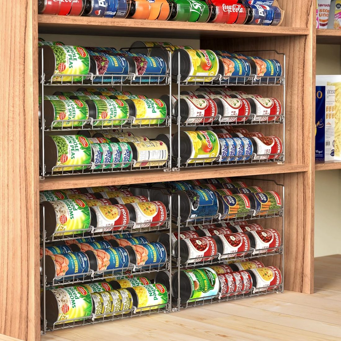 Simple Houseware 3-Tier Stackable Can Organizer Rack, Holds 36 Cans, Chrome — listing image 2