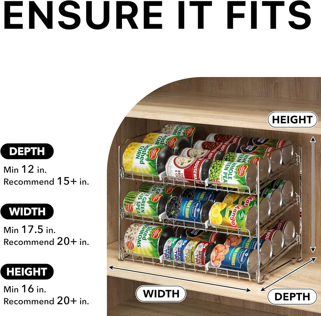 Simple Houseware 3-Tier Stackable Can Organizer Rack, Holds 36 Cans, Chrome — listing image 4