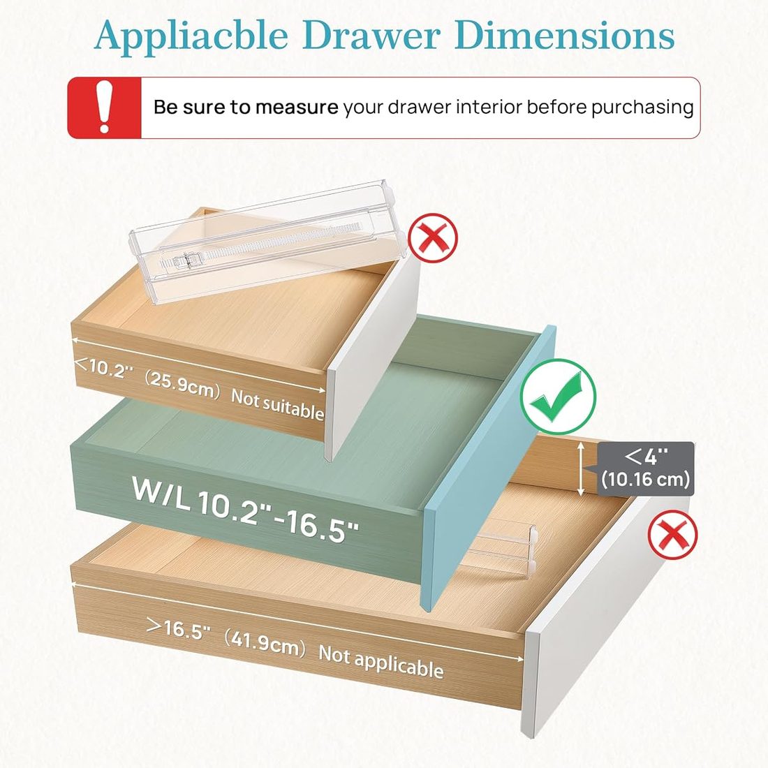 Vtopmart 12 Pack Drawer Dividers, 4 in High, 10.2–16.5 in Adjustable — listing image 2